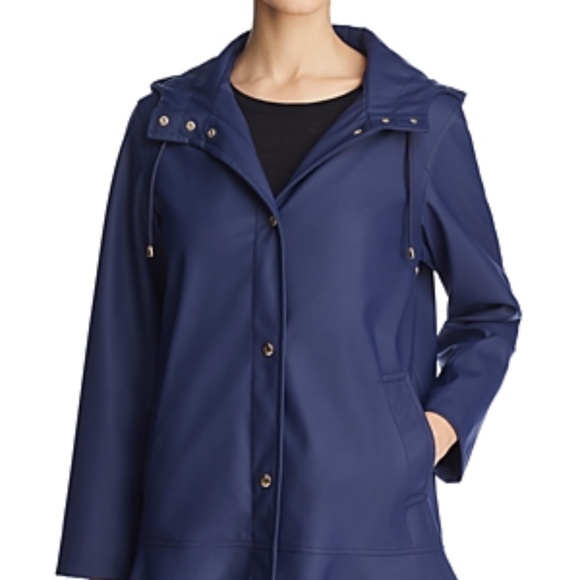 kate spade Jackets & Blazers - Kate Spade Peplum Navy Raincoat Flare Bottom NWT